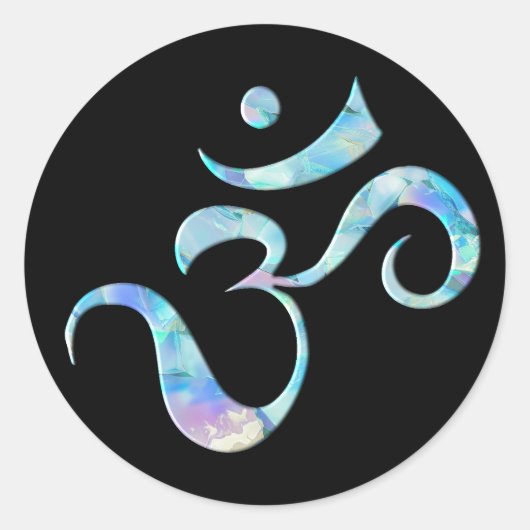 Turquoise Marbled Om Ronde Sticker (Voorkant)