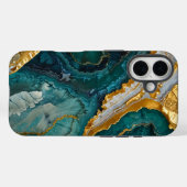 Turquoise marbling with gold Case-Mate iPhone case (Achterkant (horizontaal))