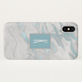 Turquoise Marged Monogrammed iPhone X Hoesje (Achterkant (horizontaal))