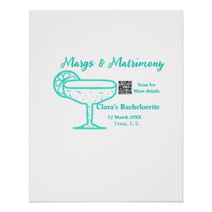 Turquoise Margs & Huwelijk Bachelorette party Perfect Poster