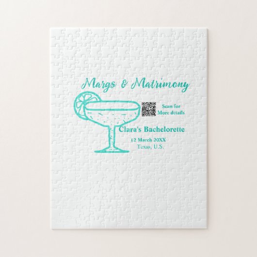 Turquoise Margs & Matrimony Jonggezellenfeest Legpuzzel (Verticaal)