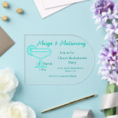 Turquoise Margs & Matrimony Tequilaglas vrijgezell Acryl Uitnodigingen (Insitu (Huwelijk))