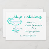 Turquoise Margs & Matrimony Tequilaglas vrijgezell Kaart (Voorkant / Achterkant)