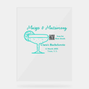Turquoise Margs & Matrimony vrijgezellenfeest  Acryl Bord