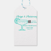 Turquoise Margs & Matrimony vrijgezellenfeest Cadeaulabel (Achterkant)