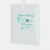 Turquoise Margs & Matrimony vrijgezellenfeest Glas Ornament (Voorkant links)