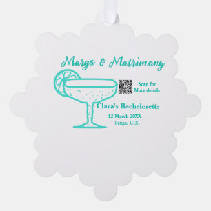 Turquoise Margs & Matrimony vrijgezellenfeest Ornament Kaart