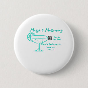 Turquoise Margs & Matrimony vrijgezellenfeest Ronde Button 5,7 Cm