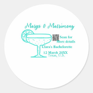 Turquoise Margs & Matrimony vrijgezellenfeest  Ronde Sticker