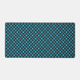 Turquoise & Marineblauwe Geometrische Rasterpatroo Bureaumat