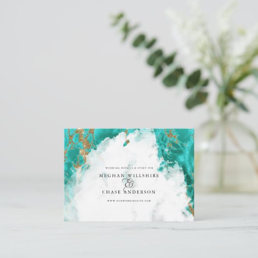 Turquoise Marked Waterverf Geode BarefootBride™ Visitekaartje (Staand voorkant)
