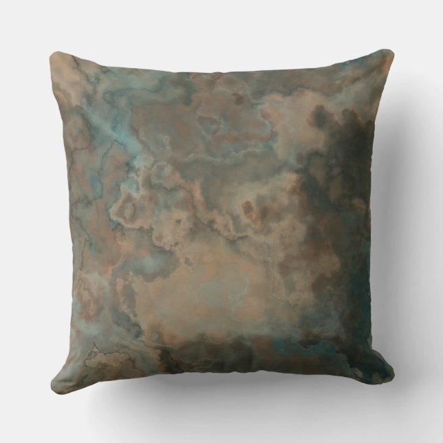 Turquoise Marmer abstract Kussen (Achterkant)