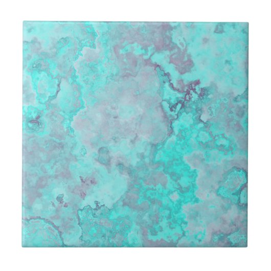 Turquoise Marmer Abstract Tegeltje (Voorkant)