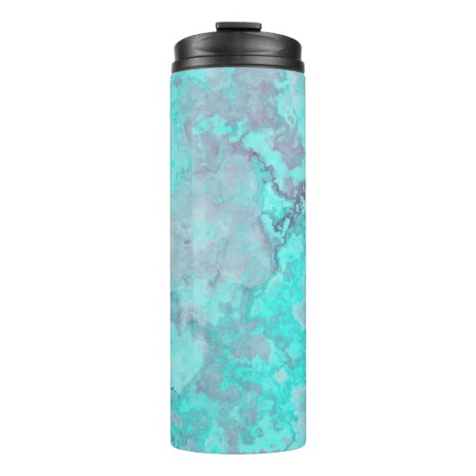 Turquoise Marmer Abstract Thermosbeker (Voorkant)
