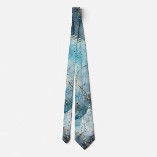Turquoise Marmer Abstracte Stropdas (Achterkant)
