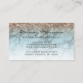 Turquoise Marmer Brons Glitter Ogen Microblading Visitekaartje (Achterkant)