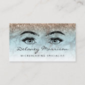 Turquoise Marmer Brons Glitter Ogen Microblading Visitekaartje (Voorkant)