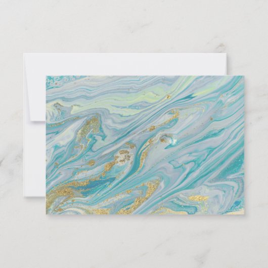 Turquoise Marmer Geode Bruiloft Uitnodiging RSVP (Achterkant)