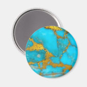 Turquoise Marmer GOUD Glitter - INITIAlen toevoege Magneet (Voorkant / Achterkant)