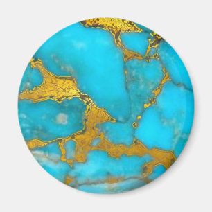 Turquoise Marmer GOUD Glitter - INITIAlen toevoege Magneet