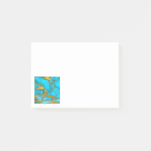 Turquoise Marmer GOUD Glitter - INITIËLEN Toevoege Post-it® Notes (Voorkant)