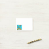 Turquoise Marmer GOUD Glitter - INITIËLEN Toevoege Post-it® Notes (Op bureau)