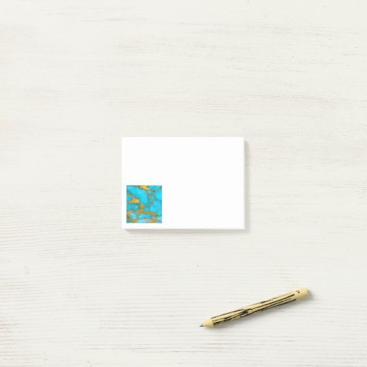 Turquoise Marmer GOUD Glitter - INITIËLEN Toevoege Post-it® Notes (Op bureau)