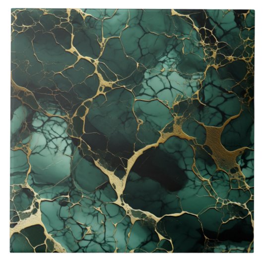 Turquoise marmer, gouden aderen, naadloze eleganti tegeltje (Voorkant)