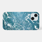 turquoise marmer iPhone 15 hoesje (Achterkant horizontaal)
