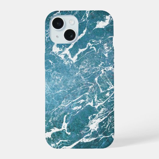 turquoise marmer iPhone 15 hoesje (Achterkant)