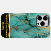 Turquoise marmer met goudkleurige aders Case-Mate iPhone case (Achterkant (horizontaal))