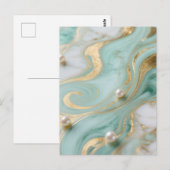 Turquoise Marmer Parel Goud Werveling Briefkaart (Voorkant / Achterkant)