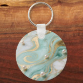 Turquoise Marmer Parel Goud Werveling Sleutelhanger (Achterkant)