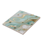 Turquoise Marmer Parel Goud Werveling Tegeltje (Zijkant)