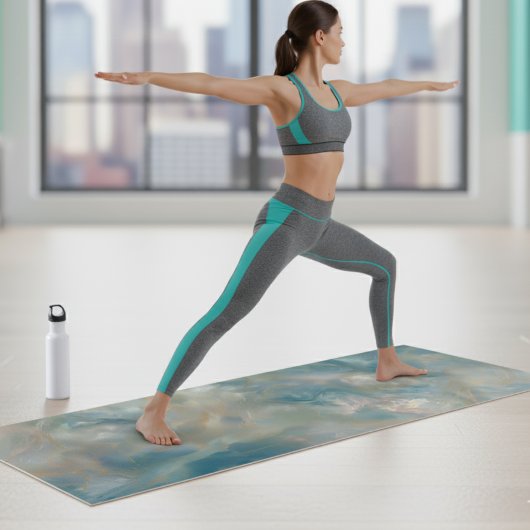 Turquoise Marmer Spiraalpatroon Yogamat