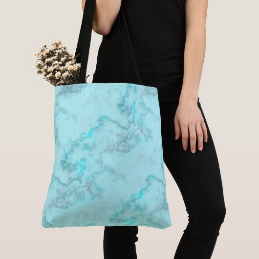 Turquoise Marmer Tote Bag (Dichtbij)