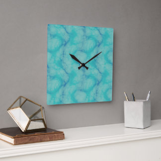 Turquoise marmer vierkante klok