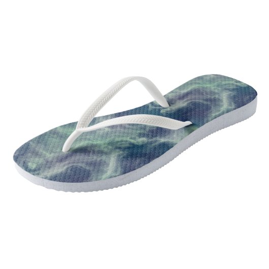 Turquoise Marmer Wervelend Abstract Teenslippers (Schuin)
