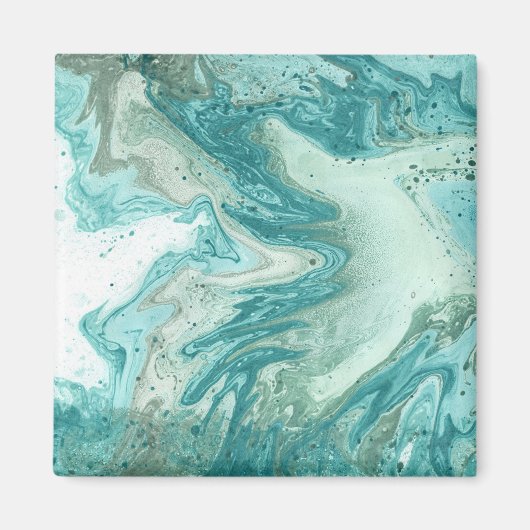 Turquoise marmeren afbeeldingen vierkante magneet (Voorkant)