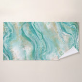 Turquoise marmeren grote badhanddoek (Badhanddoek)