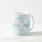 Turquoise Marmeren Monogram Koffiemok (Voorkant rechts)