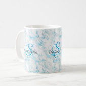 Turquoise Marmeren Monogram Koffiemok (Voorkant links)