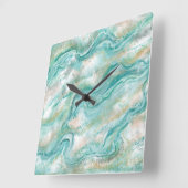 Turquoise marmeren patroon wandklok (Hoek)