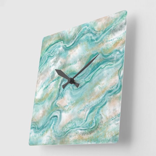 Turquoise marmeren patroon wandklok (Hoek)