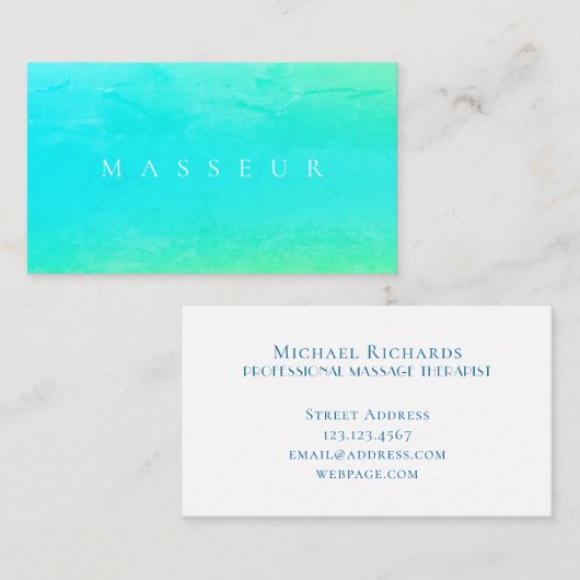 Turquoise marmeren steen faux look visitekaartje (Voorkant / Achterkant)