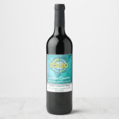 Turquoise Marmeren Textuur Logo Custom Branded Wijn Etiket (Voorkant)