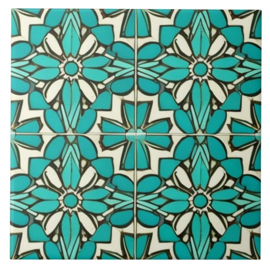 Turquoise Marokkaans mozaïek Tegeltje (Voorkant)
