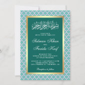 Turquoise Marokkaans Vierlobbig Patroon Islamitisc Kaart (Voorkant)