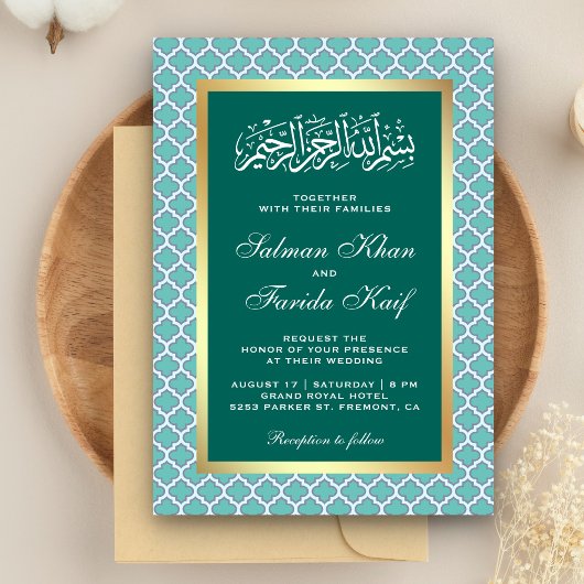 Turquoise Marokkaans Vierlobbig Patroon Islamitisc Kaart