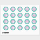 Turquoise Marokkaanse Tegels Lattice Gepersonalise Ronde Sticker (Vel)